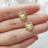 5mm Freshwater Pearl 925 Silver Flower Stud Earrings Daily OL Jewelry