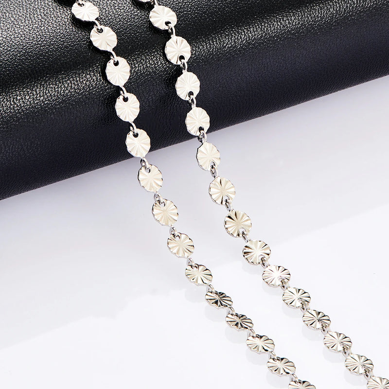 5mm St Steel Link Cable Chain Necklace Round Embossed Choker Women Jewelry