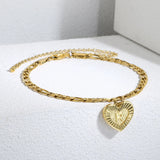 Heart Shaped Anklet Initial A Charm Stainless Steel Anklet