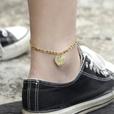 Heart Shaped Anklet Initial A Charm Stainless Steel Anklet