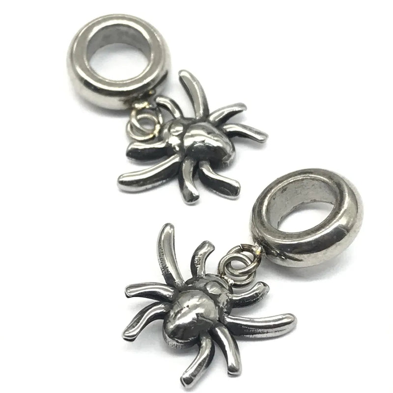 Stainless Steel Spider Pendants Charm Beads for DIY Jewelry Making
