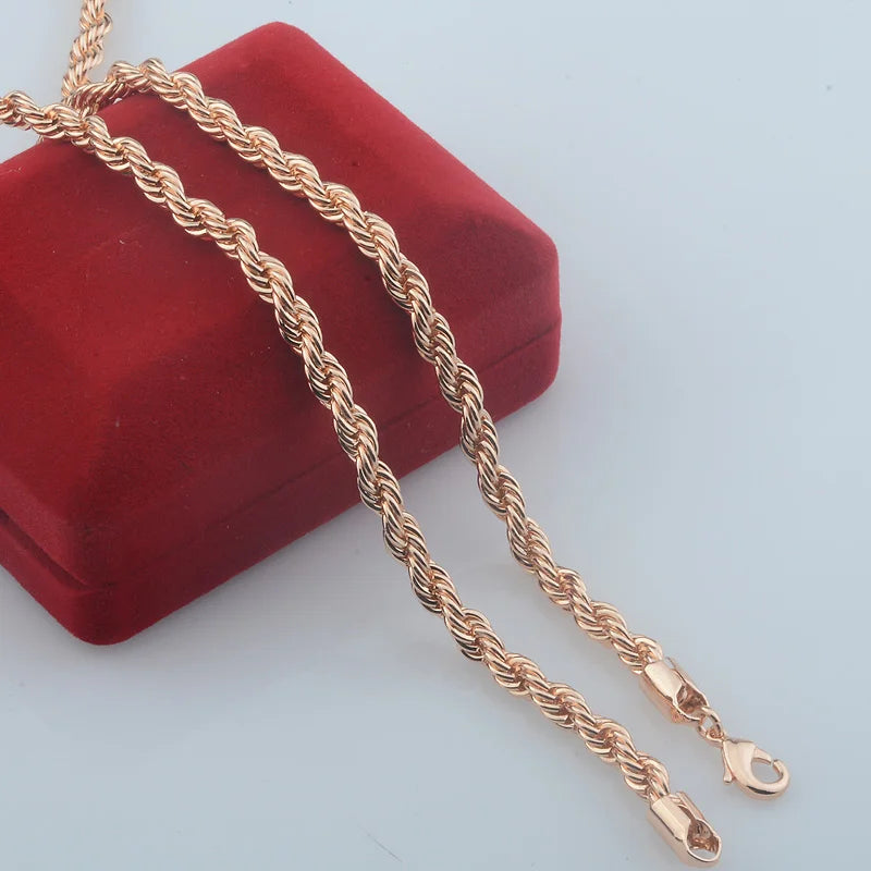 5mm Rope Twisted Necklace 585 Rose Chains Jewelry