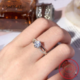 5mm Moissanite Ring 925 Sterling Silver Plated with 18k Wedding Eternity Band