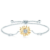 5mm Moissanite Sunflower Bracelet 925 Sterling Silver Adjustable Heart Bracelet
