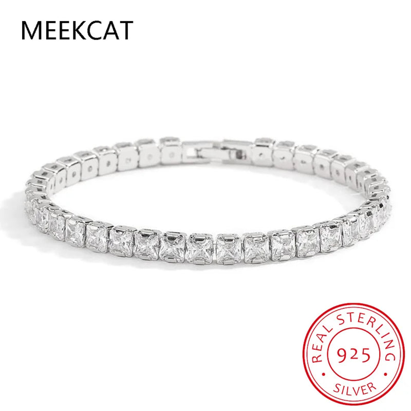 5mm Moissanite Tennis Bracelet 925 Silver Wedding Sparkles Lab Diamond Bangle