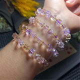 5mm Natural Ametine Quartz Bracelet Purple Yellow Crystal Beads