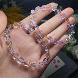 5mm Natural Ametine Quartz Bracelet Purple Yellow Crystal Beads
