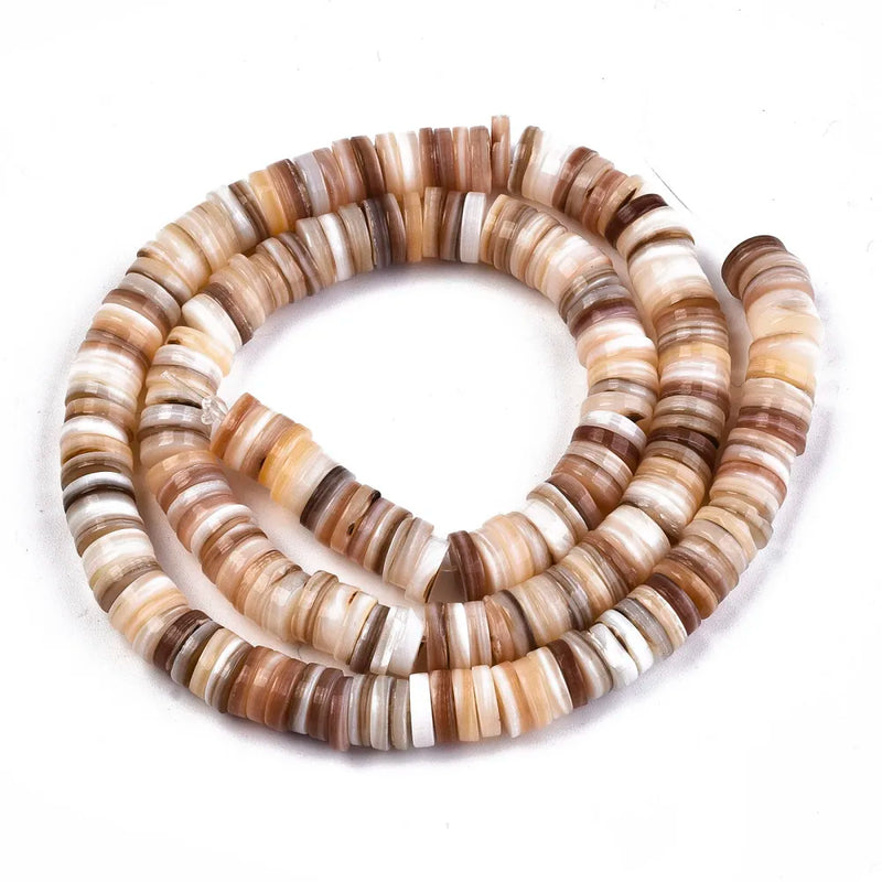 5mm Shell Heishi Beads for DIY Jewelry Making 204~209pcs/Strand