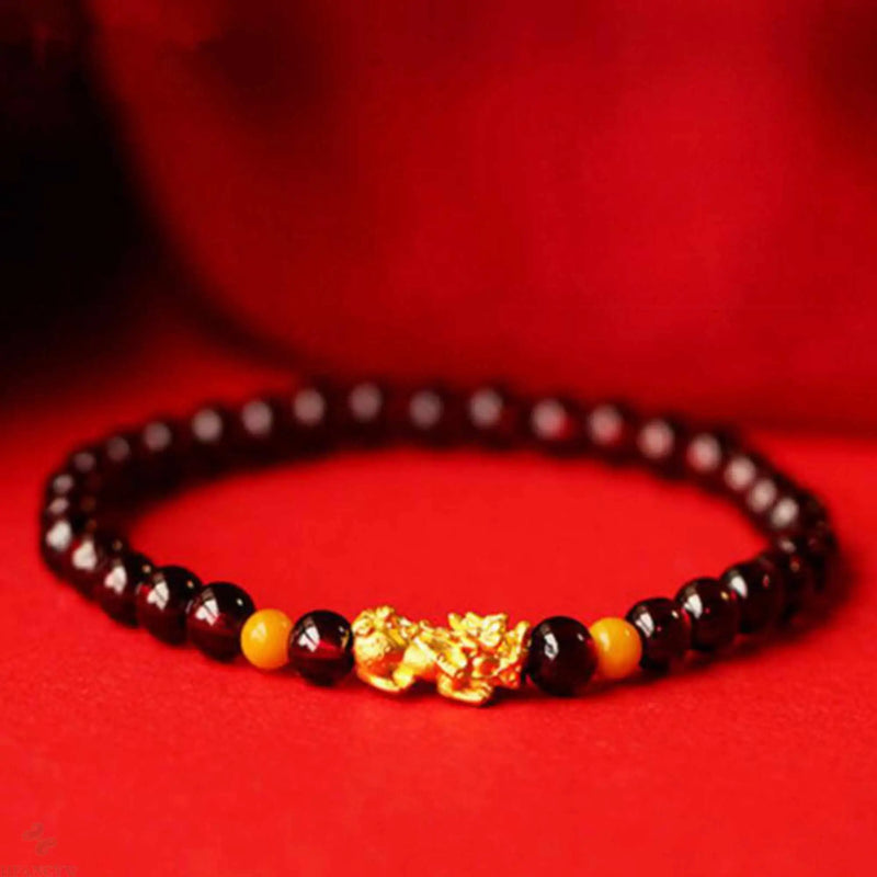 5mm Natural GARNET yellow beads Bracelet Chain glowing Dark Matter