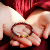 5mm Natural GARNET yellow beads Bracelet Chain glowing Dark Matter