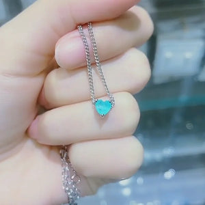 Heart Shape Paraiba Tourmaline Pendant Necklace for Women