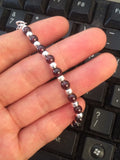 925 Sterling Silver Natural RED Garnet Stone Bracelet with Polished Ball Bead