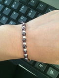925 Sterling Silver Natural RED Garnet Stone Bracelet with Polished Ball Bead