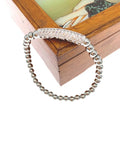 Stainless Steel Beads Bracelet with CZ Bar for Women