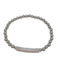 Stainless Steel Beads Bracelet with CZ Bar for Women