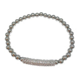 Stainless Steel Beads Bracelet with CZ Bar for Women