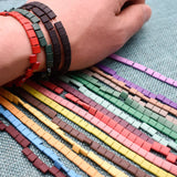 5mm Hematite Beads Natural Stone Matte Colour Mineral Square Spacer Beads