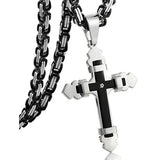 Cross Pendant Necklace Byzantine Chain Link Jewelry