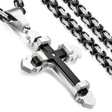 Cross Pendant Necklace Byzantine Chain Link Jewelry