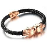 5mm Stainless Steel Rose Skeleton Skull Biker Bracelet
