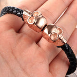 5mm Stainless Steel Rose Skeleton Skull Biker Bracelet