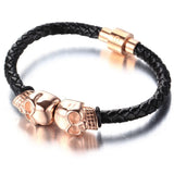 5mm Stainless Steel Rose Skeleton Skull Biker Bracelet