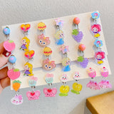 5pair Resin Clip Earrings for Girls Kids Women