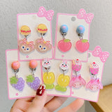 5pair Resin Clip Earrings for Girls Kids Women
