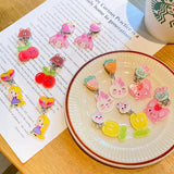 5pair Resin Clip Earrings for Girls Kids Women