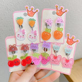 5pair Resin Clip Earrings for Girls Kids Women
