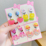 5pair Resin Clip Earrings for Girls Kids Women