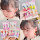 5pair Resin Clip Earrings for Girls Kids Women