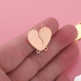 5pair/lot 2 In 1 Heart Charm Split Half Charms For DIY