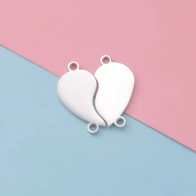 5pair/lot 2 In 1 Heart Charm Split Half Charms For DIY