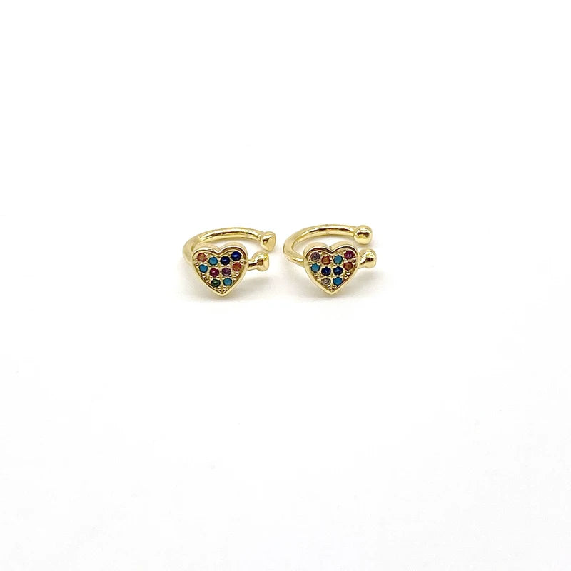 5pairs CZ Heart Clip-On Earring Cuff Anniversary Gift