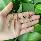 5pairs/lot DIY Flower Lightning Cuff Stud Earrings Jewelry