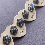 Labradorite Flower Copper Stud Earrings for Women - 5Pairs
