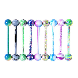 Colorful Baking Varnish Tongue Rings Surgical Steel Piercing Studs