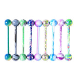 Colorful Baking Varnish Tongue Rings Surgical Steel Piercing Studs