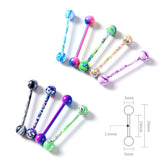 Colorful Baking Varnish Tongue Rings Surgical Steel Piercing Studs