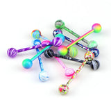 Colorful Baking Varnish Tongue Rings Surgical Steel Piercing Studs