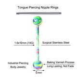 Colorful Baking Varnish Tongue Rings Surgical Steel Piercing Studs