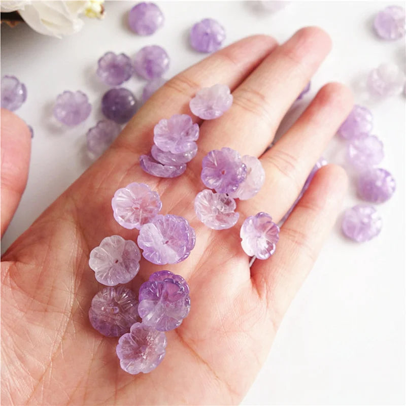 5pc Natural Quartz Loose Beads Purple Crystal Bead for Jewelry Making DIY