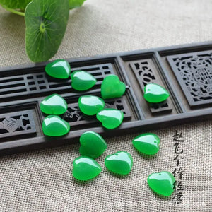Chinese Green Jade Heart Pendant Necklace Hand-Carved Lucky Amulet