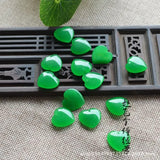 Chinese Green Jade Heart Pendant Necklace Hand-Carved Lucky Amulet