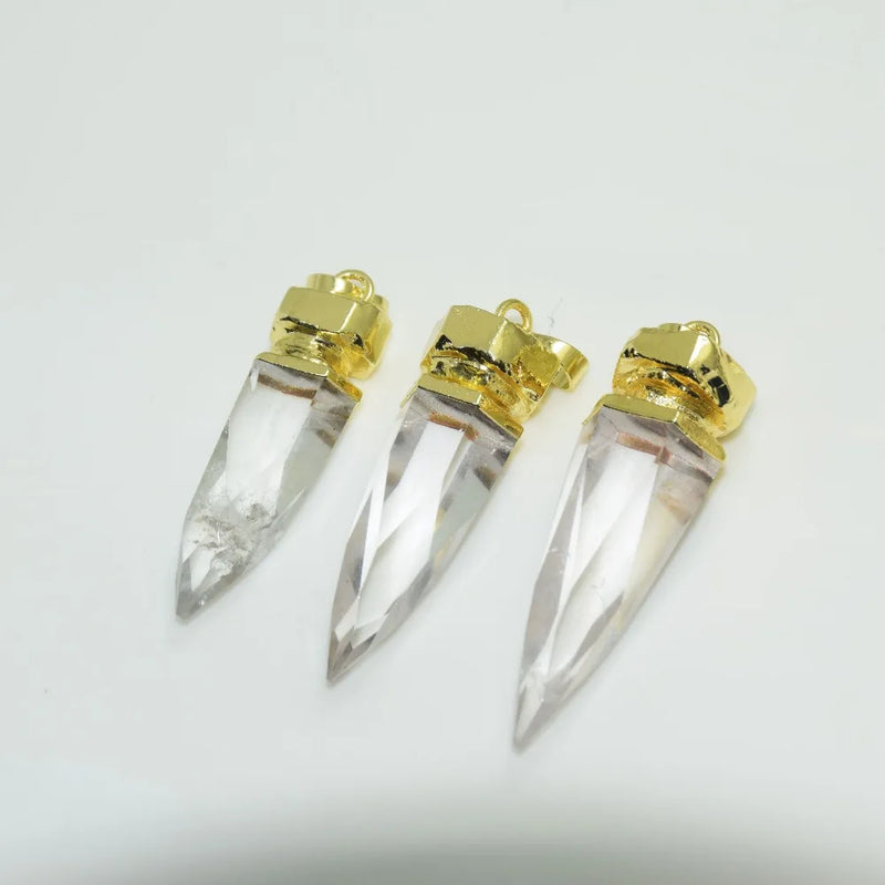 5pc Clear Crystal Quartz Arrow Pendant for Necklace Gem Stone Charm