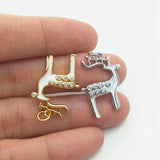 Silver Plated Deer Elk Pendant Micro CZ Paved DIY Jewelry Making
