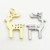 Silver Plated Deer Elk Pendant Micro CZ Paved DIY Jewelry Making