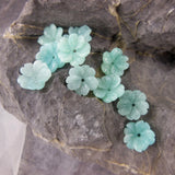 Handcarved Amazonite Flower Gemstone Beads 13mm