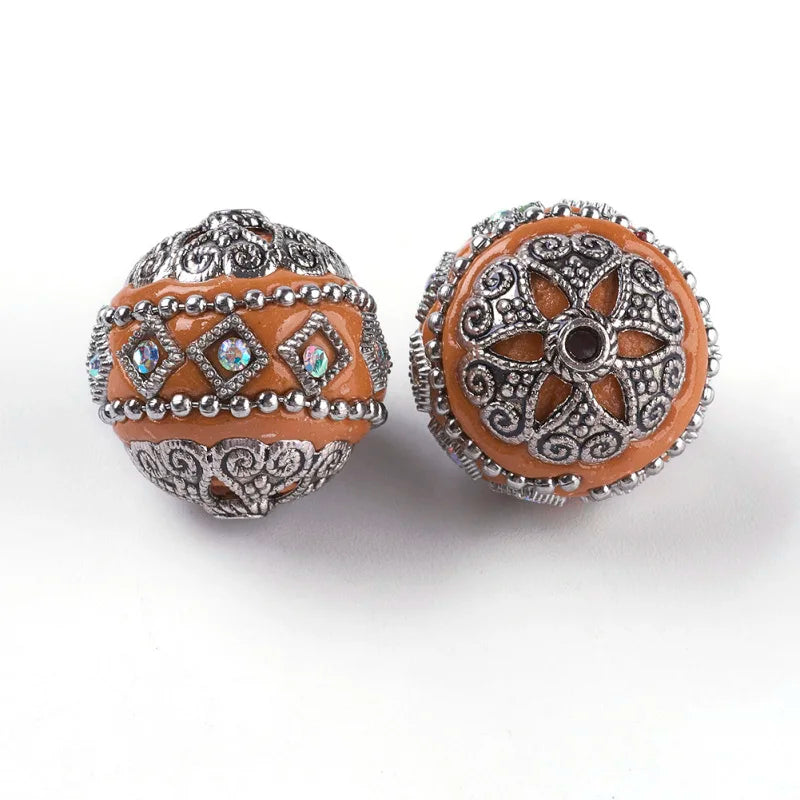 5pc Round Beads with Metal Findings Golden Plated for DIY Jewelry